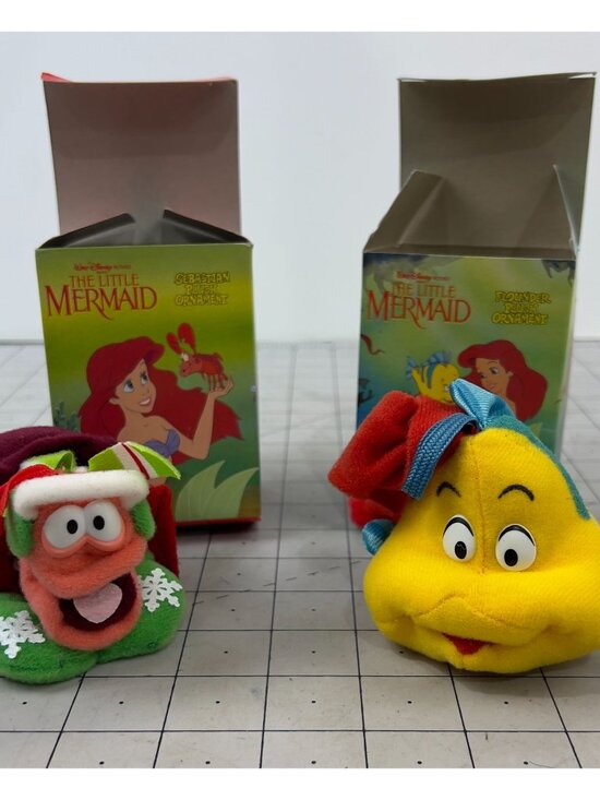 Vintage Little Mermaid Plush Ornaments Sebastian Flounder New NIB McDonald's '89 - Picture 1 of 6